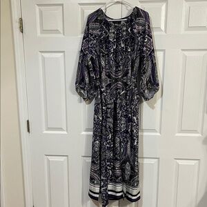 Lane Bryant Purple and Black Paisley Long Sleeve Dress